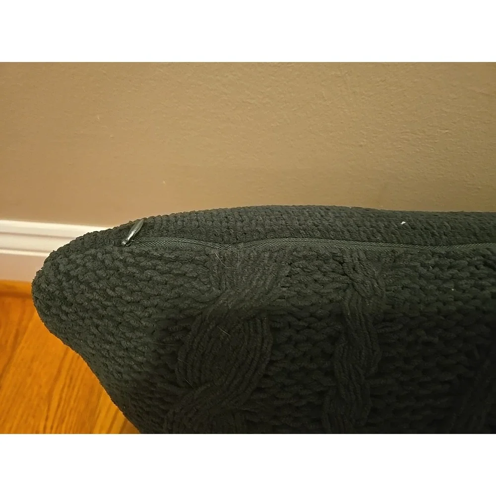 Cable Knit Pillow Chunky Dark‎ Green Home Decor 23x11